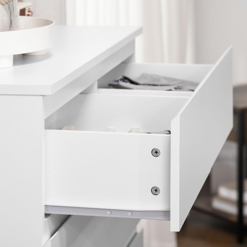 Commode 6 Drawers Storage Furniture Without Handles Minimalist Design 80 X 39 X 115 Cm White