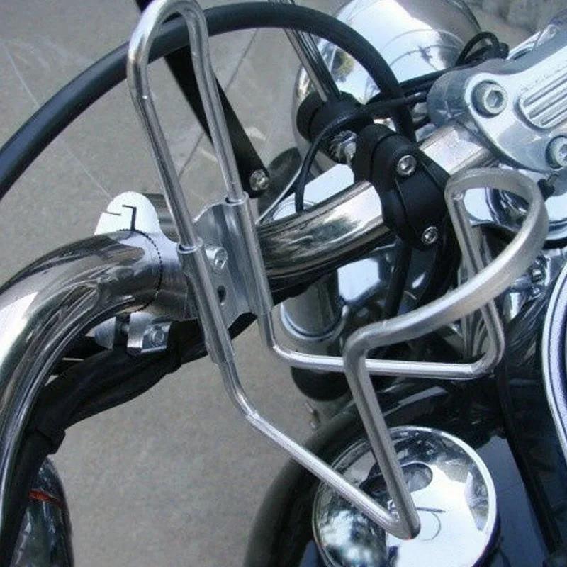 1pc Universal Motorcycle Bike Handlebar Aluminum Alloy Drink Cup Holder Beverage Water Bottle Stand Silver Black Accessories