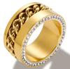 Glänzende Kristall High-End Anlaufgeschützte Mode Geometrische Offene Vergoldete Edelstahlringe für Damen Ehering Schmuck Geschenke