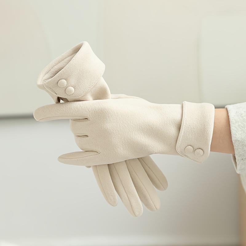 1 Pair of Warm Gloves Suitable for Women's Winter Fleece-Lined Windproof and Cold-Resistant Touchscreen Cycling Driving Fingerless Mittens