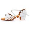 Women Girls Child Leather Latin Dance Shoes Low-heeled Salsa Ballroom Tango Shoes Soft Sole 3.5CM Heel