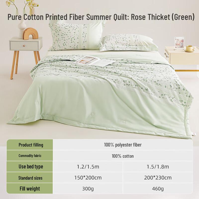 Mengjie Rosewood Forest Green Cotton Summer Quilt