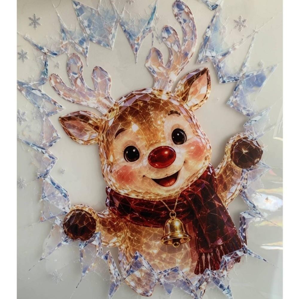 PVC Crystal Break-In Christmas Decal Static Cling Fake Broken Glass Cling Decal  Glass Doors