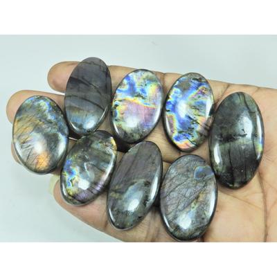 278Cts.Natural Labradorite Purple Multi Oval Cabochon Loose Gemstone 8PcsLot C-3795