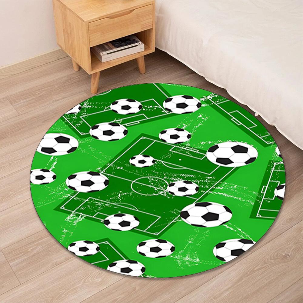 Fußball bedruckter runder Teppich Teppich Stuhlteppich Läufer Eingang Fußmatten, für Bürostuhl Wohnzimmer Schlafzimmer Küche.