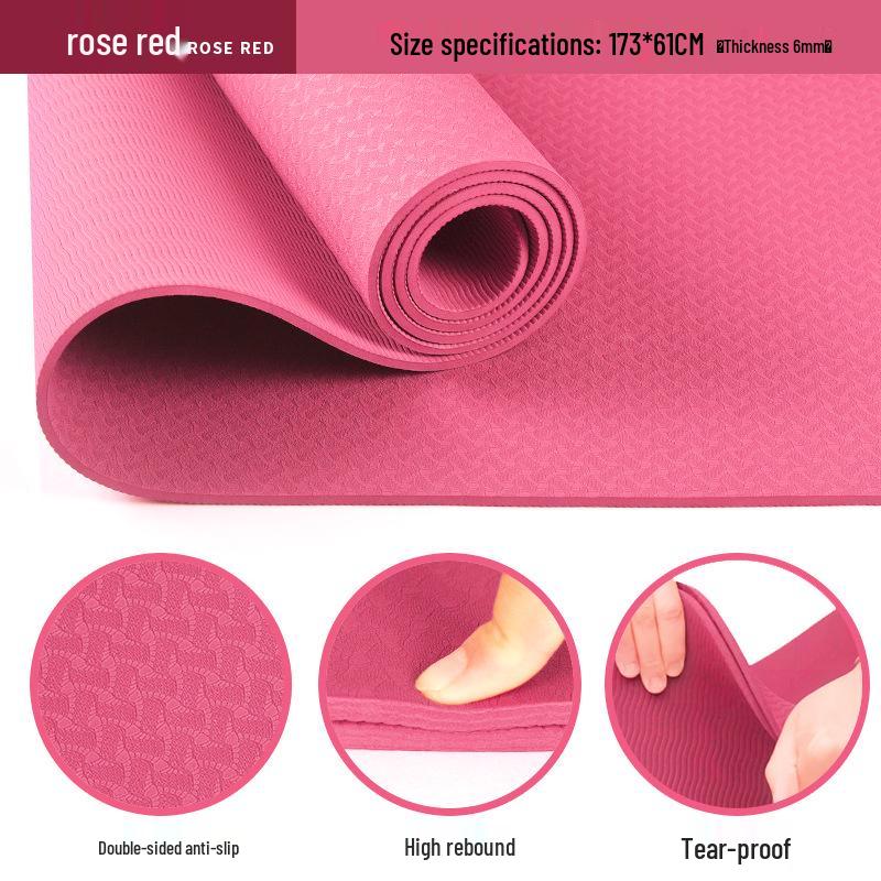 TPE Non-slip Yoga & Dance Mat - Wide, Shock Absorbing, Portable Mat for Home Fitness Beginners
