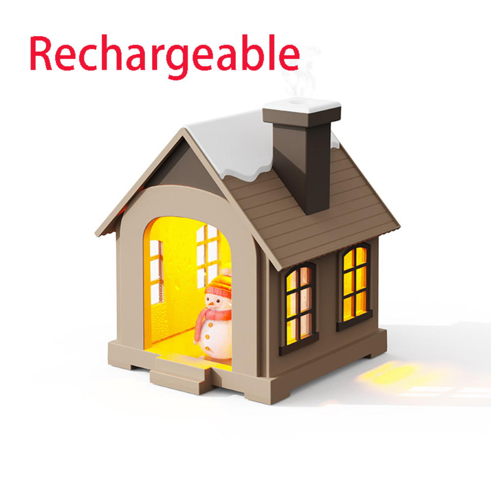 Snowhouse Style Warm Light Humidifier USB Charging Desktop Mini Decoration Colorful Snowman Atmosphere Light Ornament