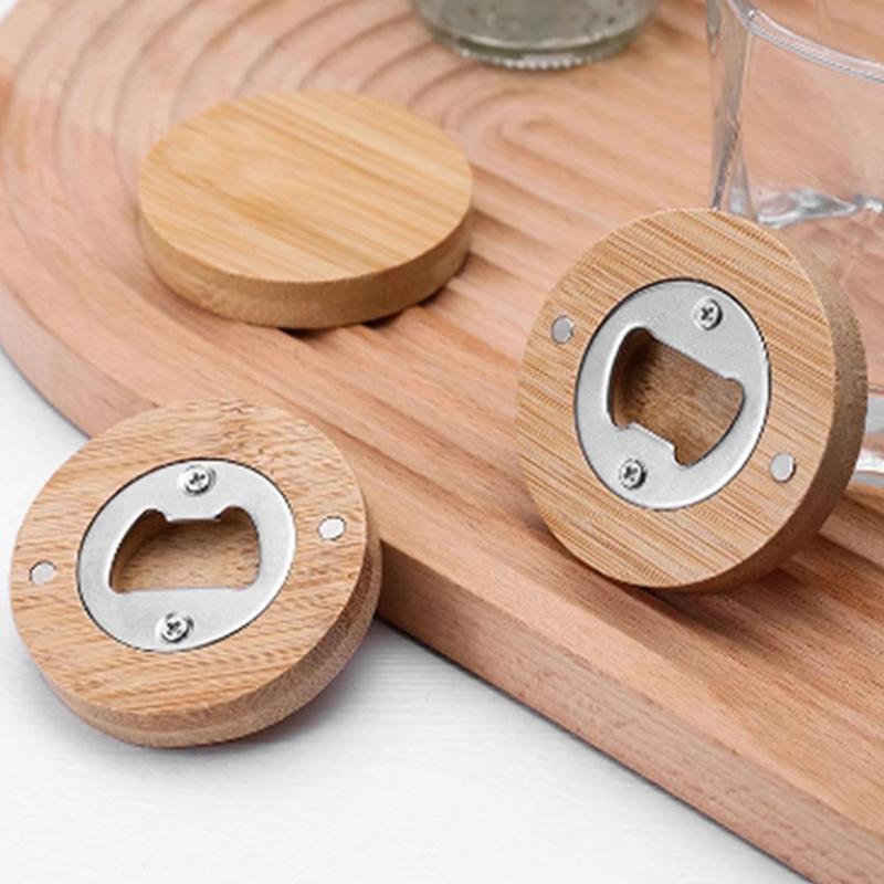 1/2PCS Magnetic Beer Bottle Opener Portable Round Shape Wooden Beverages Open Tool Suitable for Bar Party Fridge Decorations ZYF