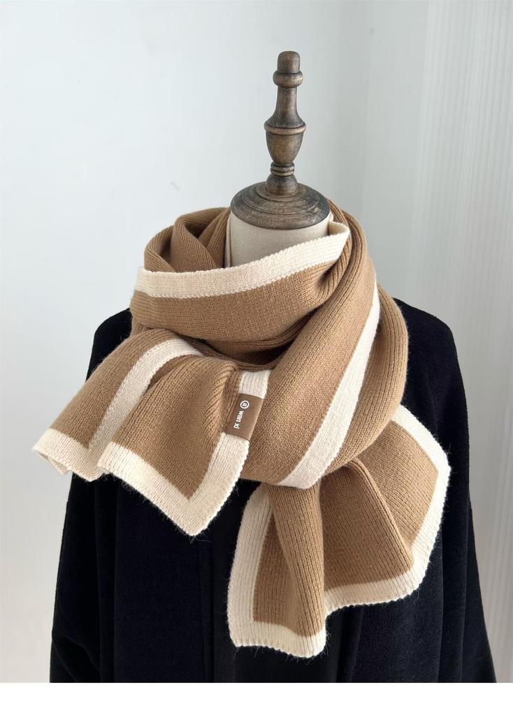 Designer Style High-end Color Matching Knitted Warm Scarf Women's Winter Fashion Versatile Scarf Temperament Men