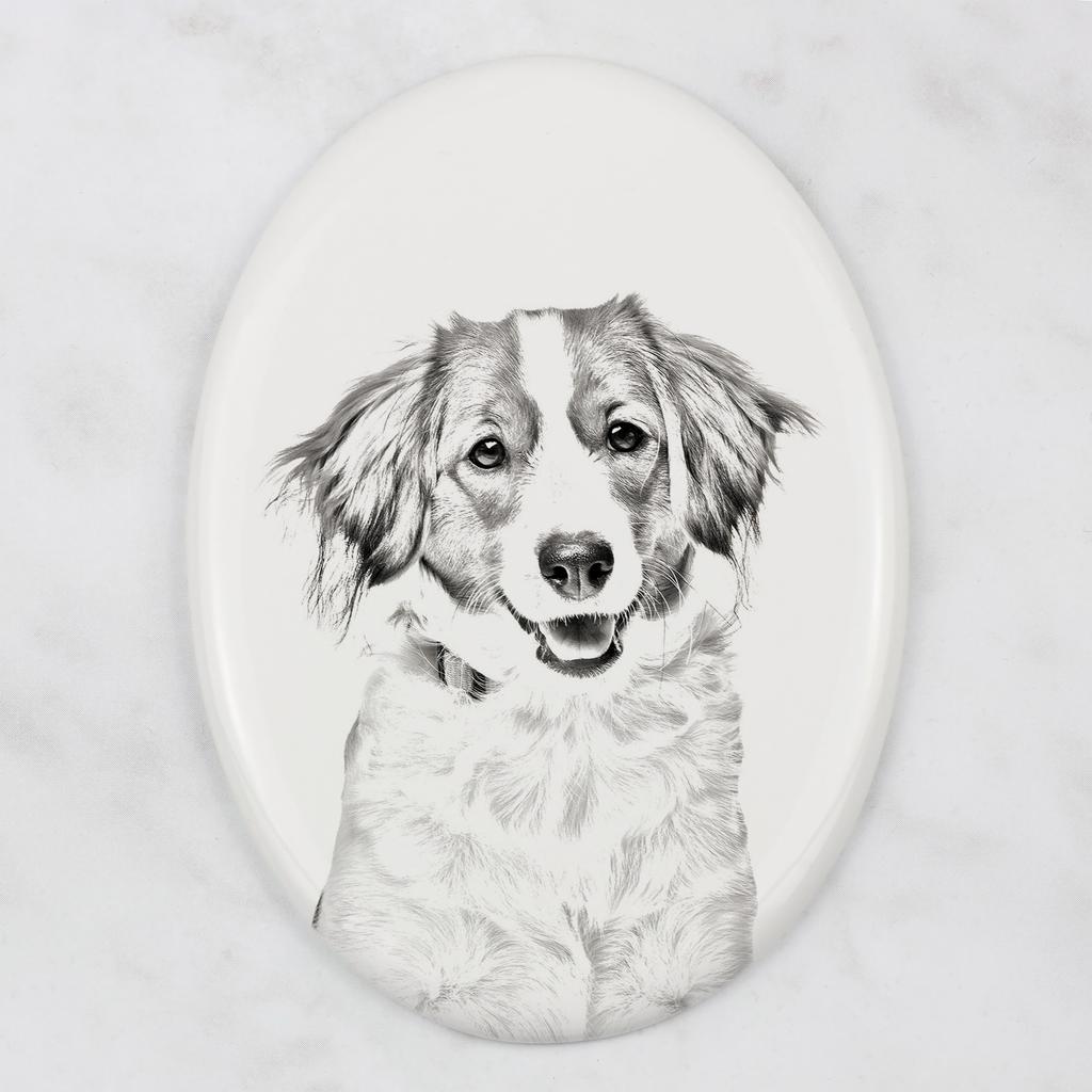 Kooikerhondje - commemorative plaque with a photo of a dog, tombstone with a print, personalized oval plaque from the Art-Dog brand
