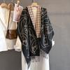 Autumn and winter thickened imitation cashmere double-sided jacquard scarf women's long tassel design multi-functional warm scarf shawl