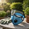Maschera Antipolvere Riutilizzabile con Filtro al Carbone e Occhiali Regolabili, 6 Strati, Traspirante per Ciclismo, 10 Filtri, Valvola di Respirazione, Scudo per gli Occhi
