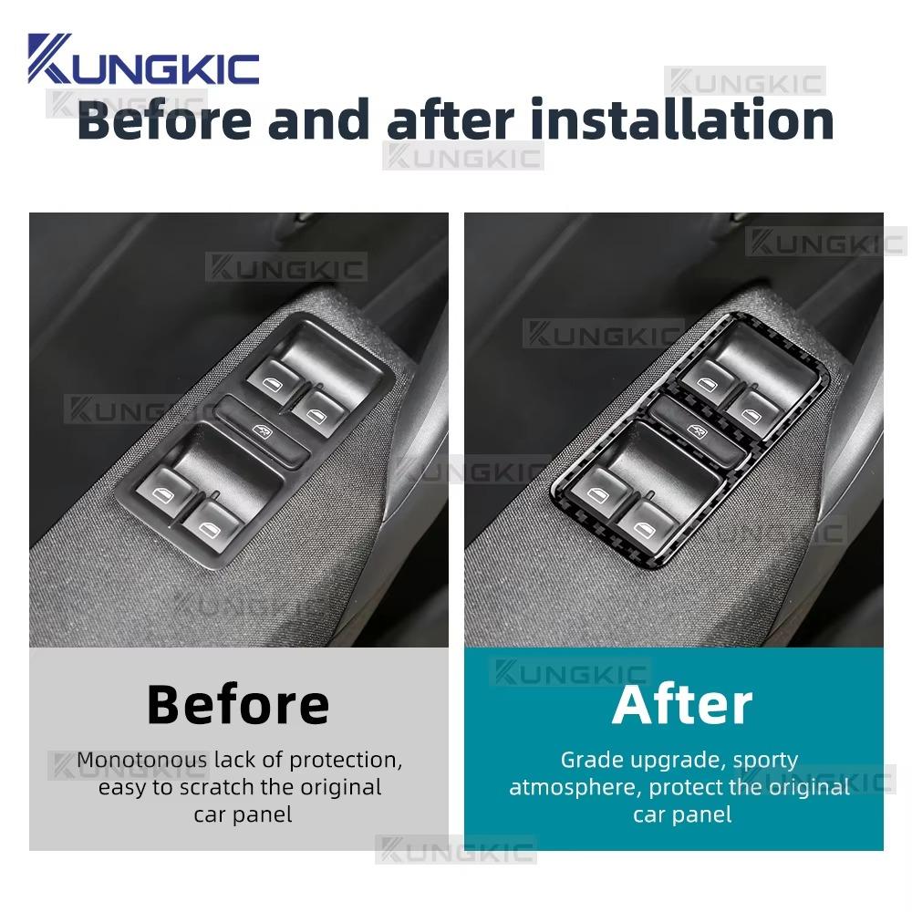 Sticker LHD RHD Real Soft Carbon Fibe rFor Volkswagen VW Polo MK5 6C 2015 2016 2017 Car Window Lift Button Panel Decor Trim