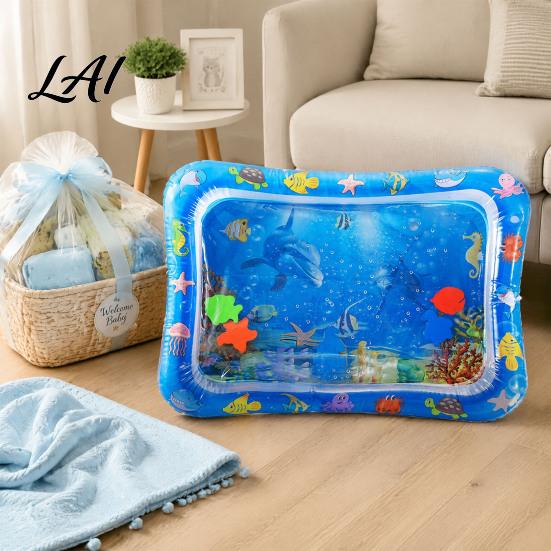 Stable Tummy Time Floor Mat Inflatable Splash Pad for Toddlers Thickened PVC Outdoor Water Sprinkler Play Soft Textured Babies Safe Sensory