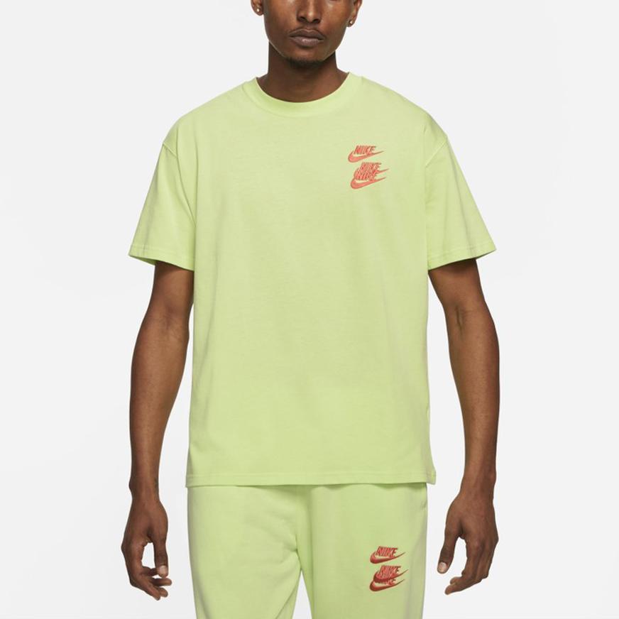 Nike Embroidered Logo Print Sports Crew Neck T-Shirt Men Tops Green DA0990-383