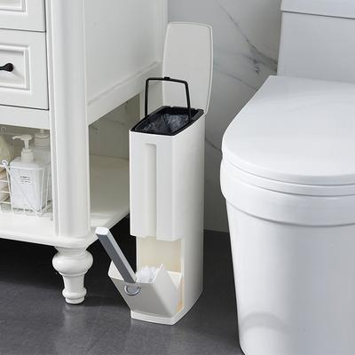 Trash Can + Toilet Brush Bathroom Narrow Space Trash Can Toilet Brush Set