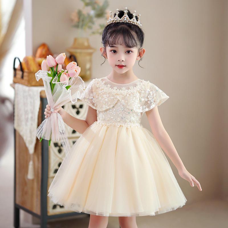 Children's Formal Dance Princess Dress: Puffy Gauze Flower Girl Outfit, Short Sleeve, Suitable for June 1 Performances