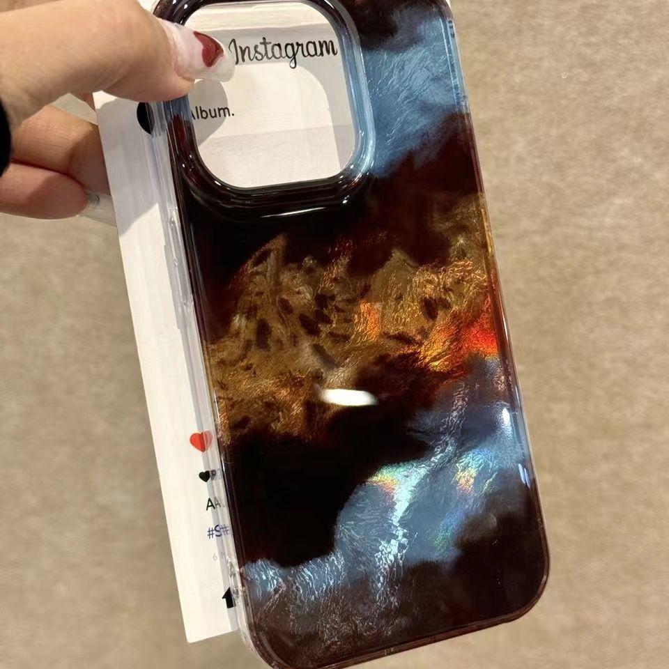 

Этот уникальный и нишевый чехол для телефона коричневато-синего оттенка подходит для Apple 16promax Vortex Iphone15 для женщин Apple 15PRO