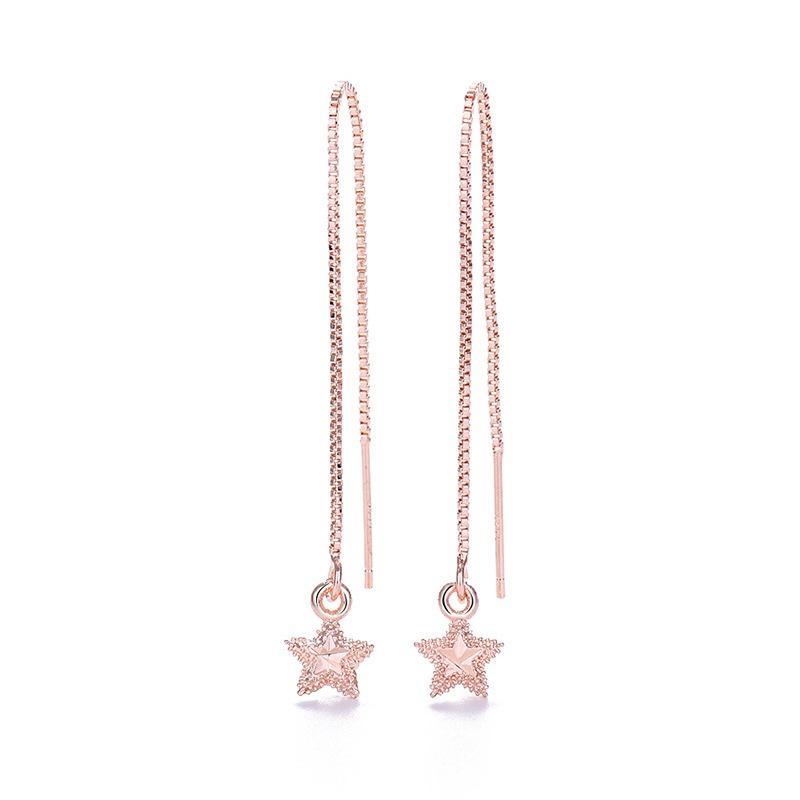 Pure Earlines Fashionable Simple Five-pointed Star Tassel Ear Jewelry Student Women's Style