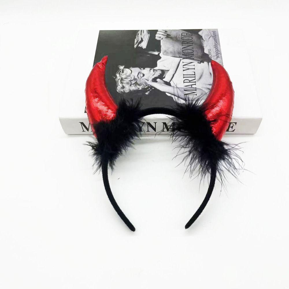 Decorations Devil Horns Headband Costume Glitter Headband Trendy Halloween Hair Band  Children