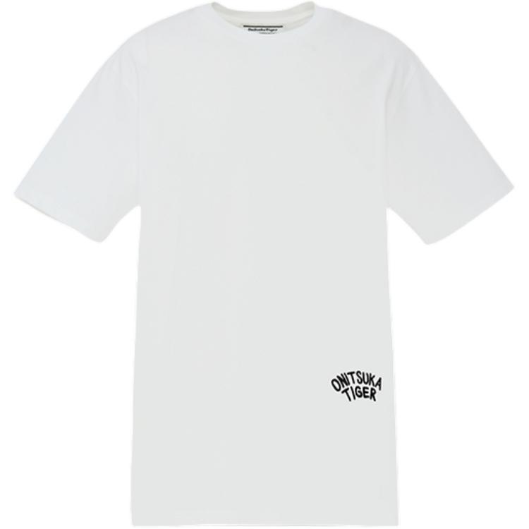 Onitsuka Tiger Graphic Tee Round Neck Short Sleeve Slim Fit Fashion Trendy Printed T-Shirt Unisex tops White 2183B620-100