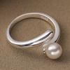 Finger Ring Natural Imitation Pearls Opening Adjustable Finger Band Silver Plated Women Ring Commuting Dating Jewelry Gift