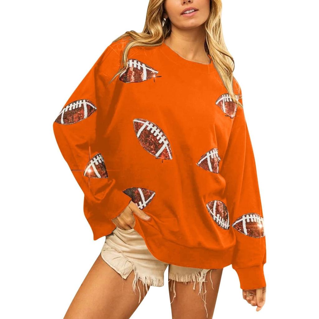 Ladies' Casual And Fashionable Round Neck Top With Ball Print Hooded T-shirt Long Sleeved Sweatshirt