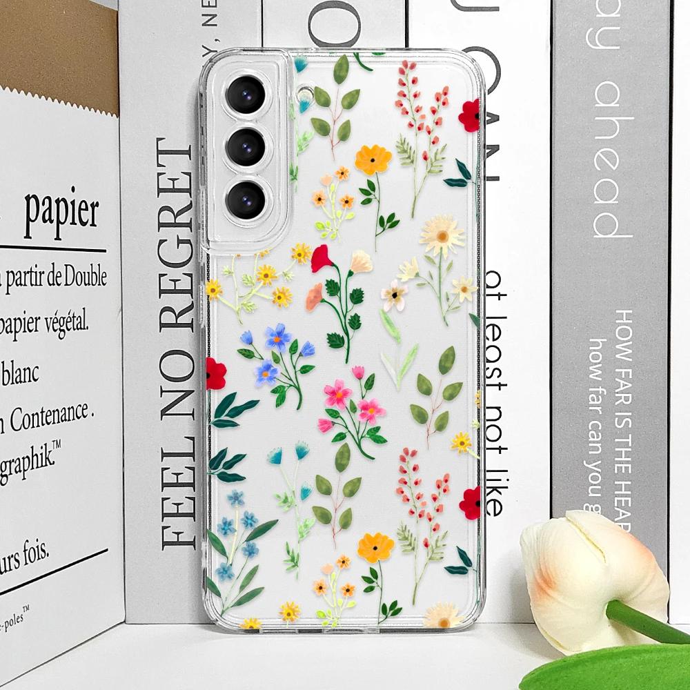 Cute Flower Painted Clear Phone Case for Samsung A55 A54 A53 A51 A70 A32 A31 A22 A13 5G Ultra Soft Covers Colorful Floral Fundas