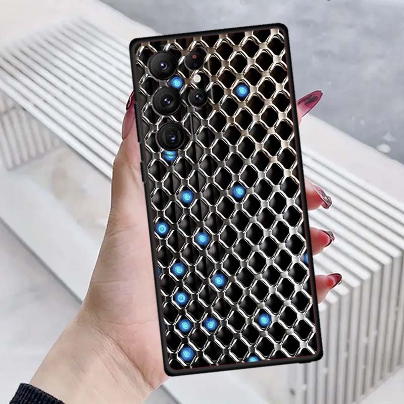 Creative metal style pattern Phone Case For Samsung Galaxy S26 S25 S24 S23 S22 S21 S20 Ultra Plus FE 5G Black Soft TPU