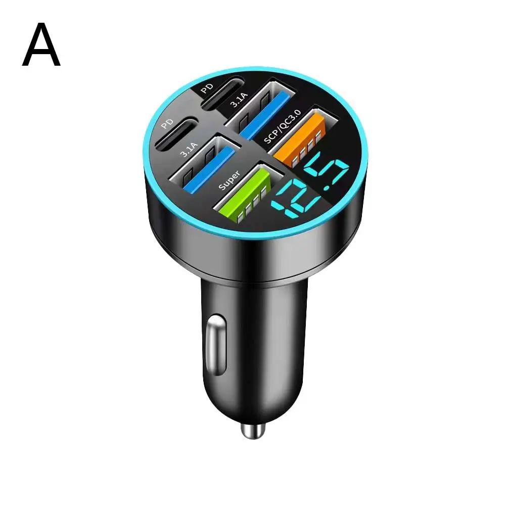 

Автомобильное зарядное устройство с 4 портами 100 Вт 4USB A+4Type C для быстрой зарядки мобильного телефона в автомобиле для iPhone Oneplus X9F6