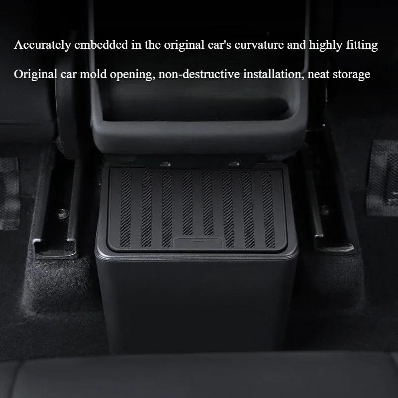 Rear Seat Trash Can for Tesla Model Y Juniper 2025 Rear Middle Garbage Bin Under Seat Storage Box Organizer Tray Car Accessories
