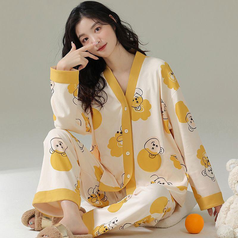 GMXIA Pajamas for Girls In Spring and Autumn Are Cute and Casual. They Are Long-sleeved and Long-pants Home Wear That Can Be Worn Over Two Sets