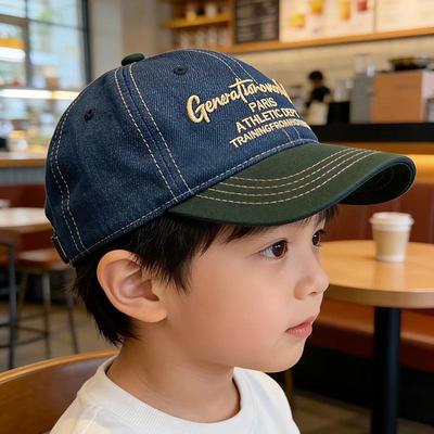 Kids' Retro Denim Baseball Cap - Fashionable Sun Protection for Spring & Autumn