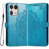 Husă tip flip Motorola Edge 50 Ultra, Mandala, Albastru