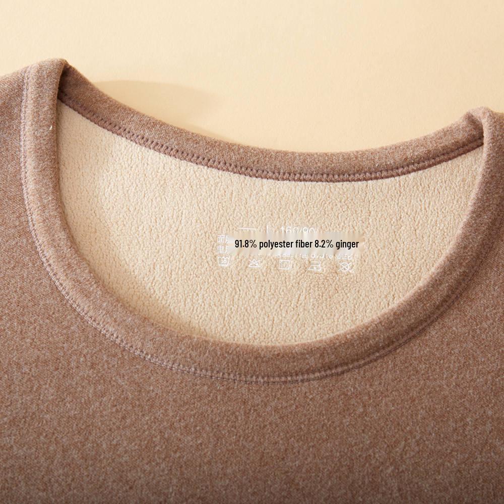 Koala Fleece Women's Extra Thick Alpaca Wool Underwear Set - Fleece-Lined, Round Neck Warmwear for Middle-Aged and Elderly.