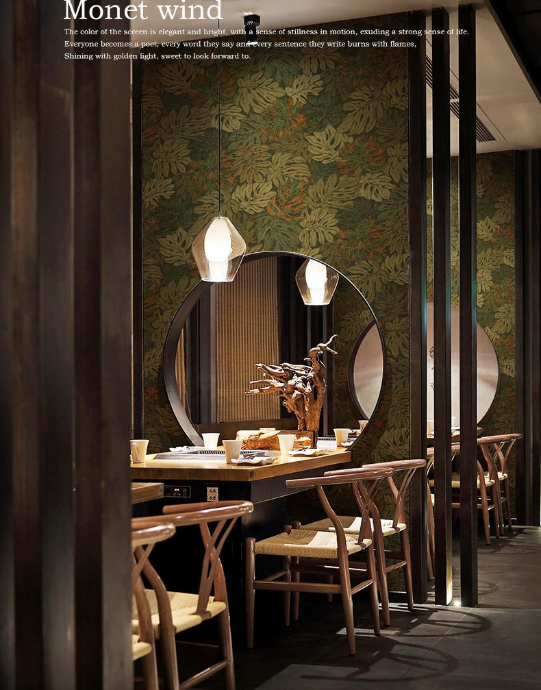 Southeast Asian Green Plant Leaves Wallpaper 3d Living Room Bedroom Hotel Background Wallpaper Tropical Rainforest Mural