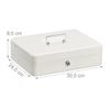 Relaxdays Cash Box, Lockable, Coin Sorter & 4 Banknote Compartments, Iron, Hlp 8.5 X 30.5 X 24.5 Cm, White