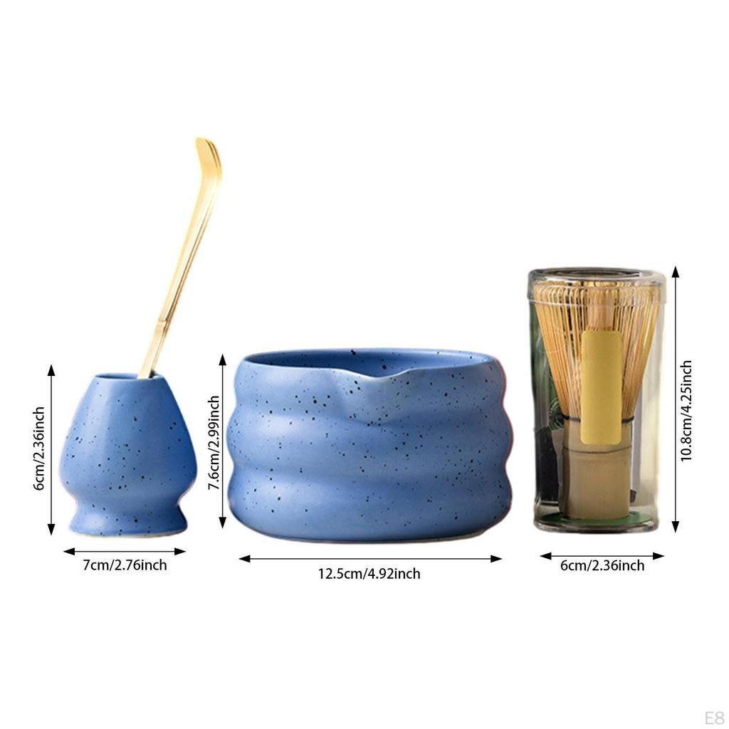 4-częściowy japoński zestaw do matchy, trzepaczka ceramiczna, prezent z łyżeczką do herbaty i uchwytem na miskę