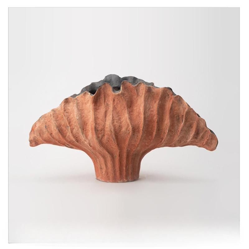 Abstract Ceramic Handicrafts Pleated Flowerpot Shell Vase Wavy Flower Vase Flower Arrangement Home Decoration Accessories