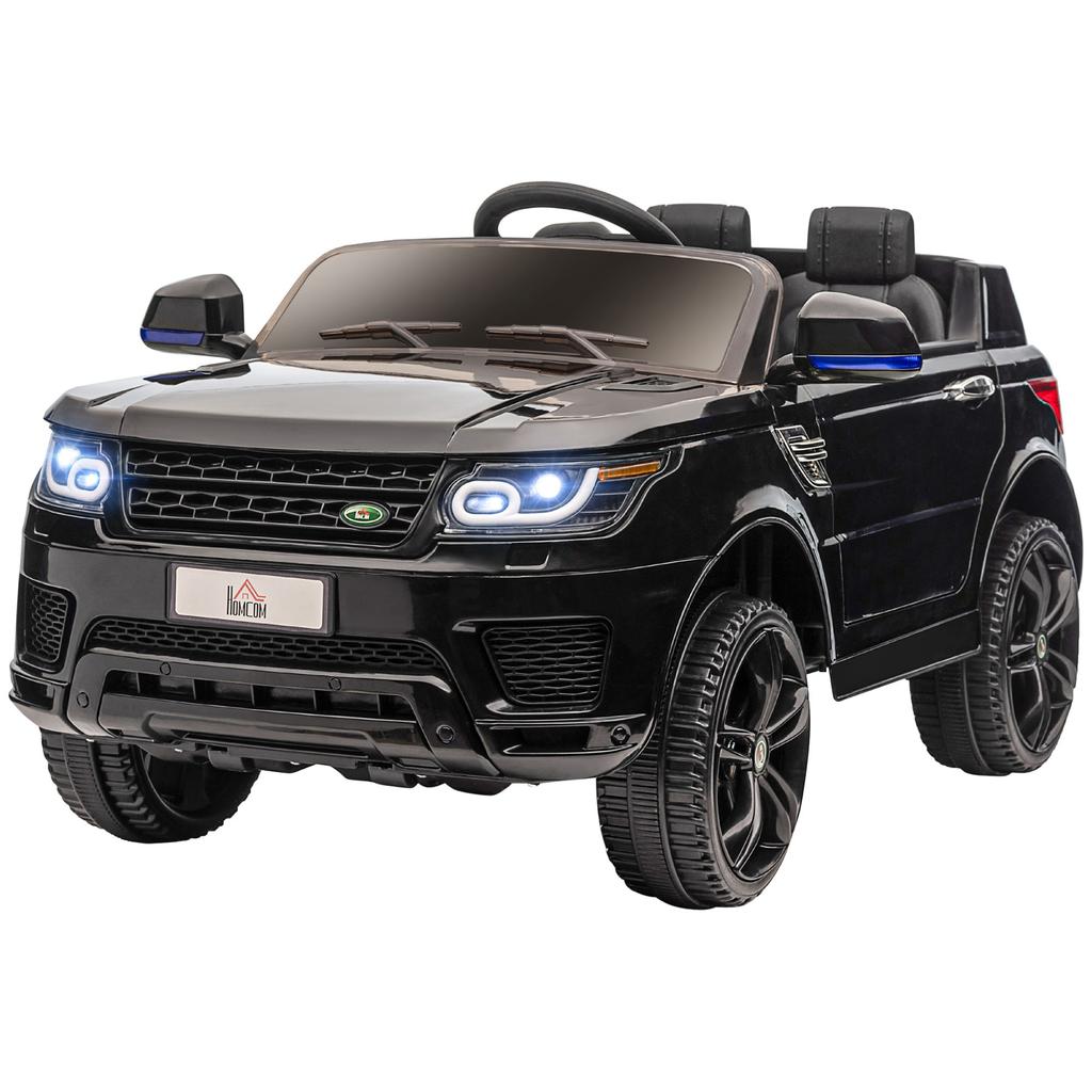Elektrisches Kinderauto SUV, bis zu 5 km/h, mit Sicherheitsgurt, Fernbedienung, Scheinwerfern, Musikfunktion, Schwarz