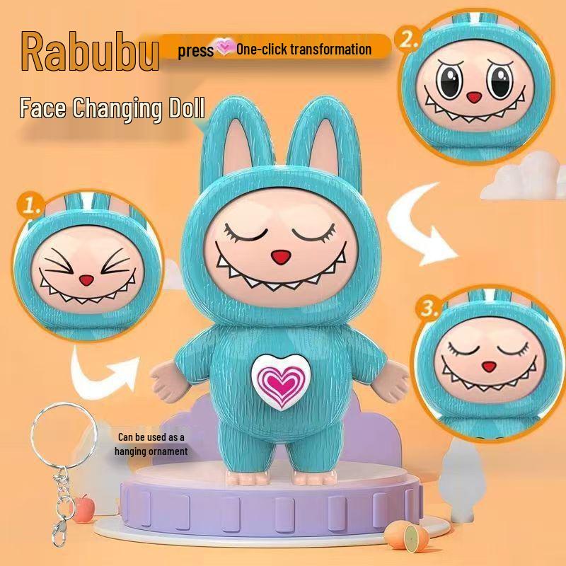 La Bu Face-Changing Doll Keychain: Trendy Cartoon Gift & Creative Decompression Toy Pendant