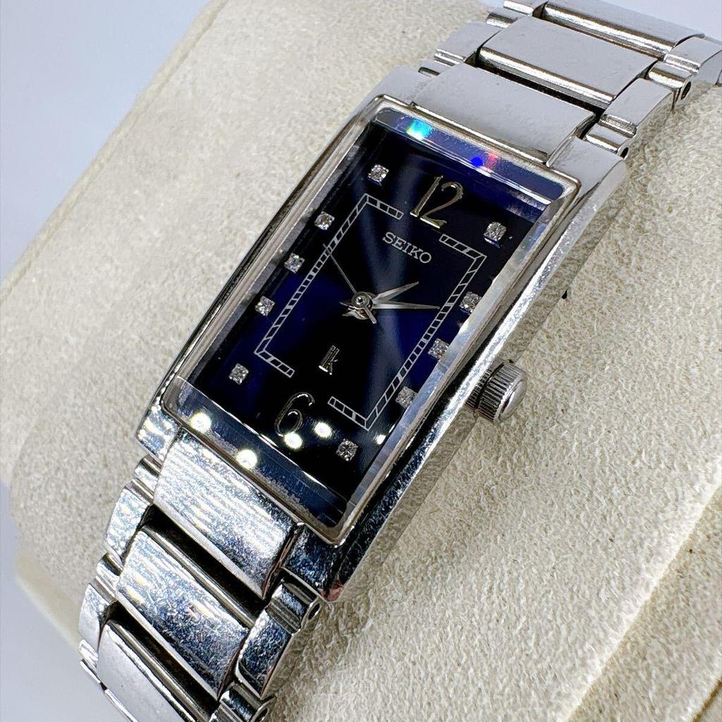 [New battery replacement/working item] SEIKO Rukia Ladies Watch Square Navy Blue Dial QZ Rectangular