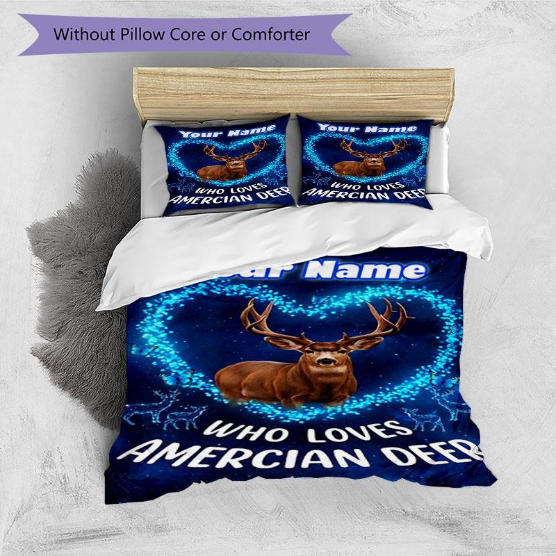 3PC Custom Name American Deer Love bedding,soft and breathable,2D flat print,room decor.,Poster Three-piece set,Soccer Three-piece set,Art,Poster,Socc