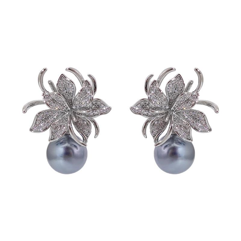 Lily Pearl Stud Women'S S925 Silver Needle Unique Atmosphere High-End Qingdao Ear Jewelry