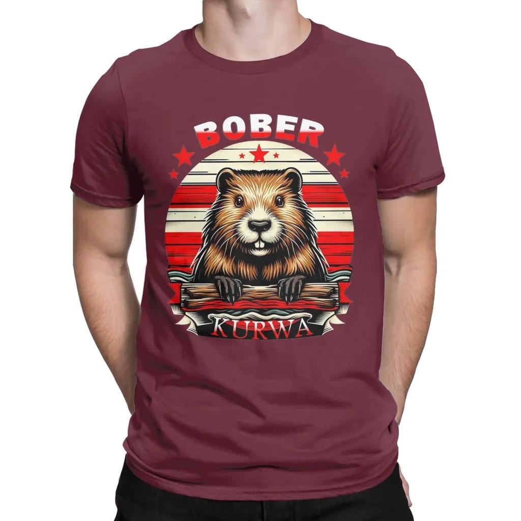 Bober Kurwa Meme Beaver T Shirts Men 100% Cotton Funny T-Shirts Crew Neck Funny Polish Bobr Tee Shirt Short Sleeve Clothing Gift