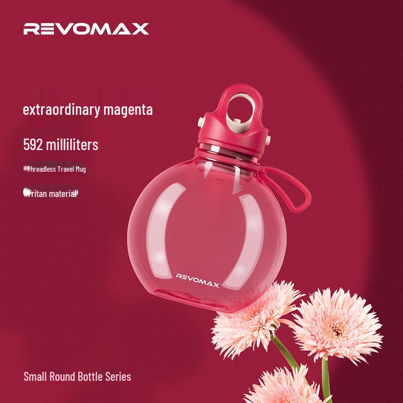 Ruihu REVOMAX Tritan Round Water Bottle - Women s Portable Large Capacity Kettle 592ML