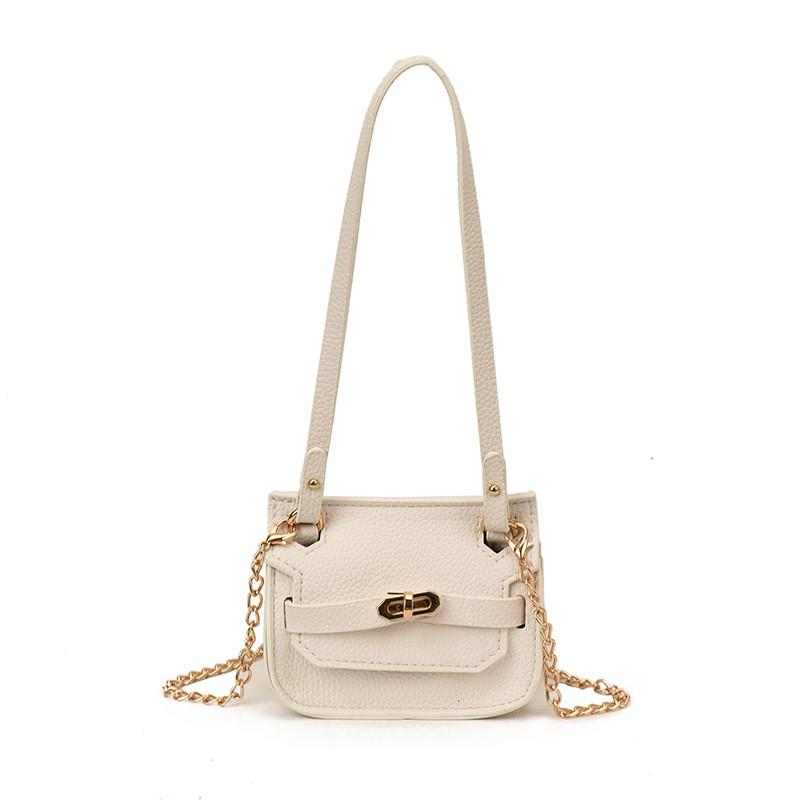 Simple Solid Color Shoulder Crossbody Bag With Chain Design For Daily Use