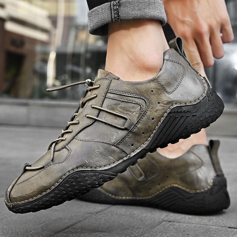Fashion Shoes Men Leather High Quality Handmade Leather Shoes Men Lace Up Work Comfortable Casual Shoes Loafers Men Zapato De Hombre