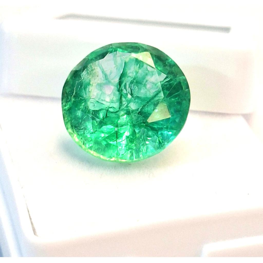 8-10 Ct Natural Green Emerald Colombian Round Cut Fabulous Certified Gemstone