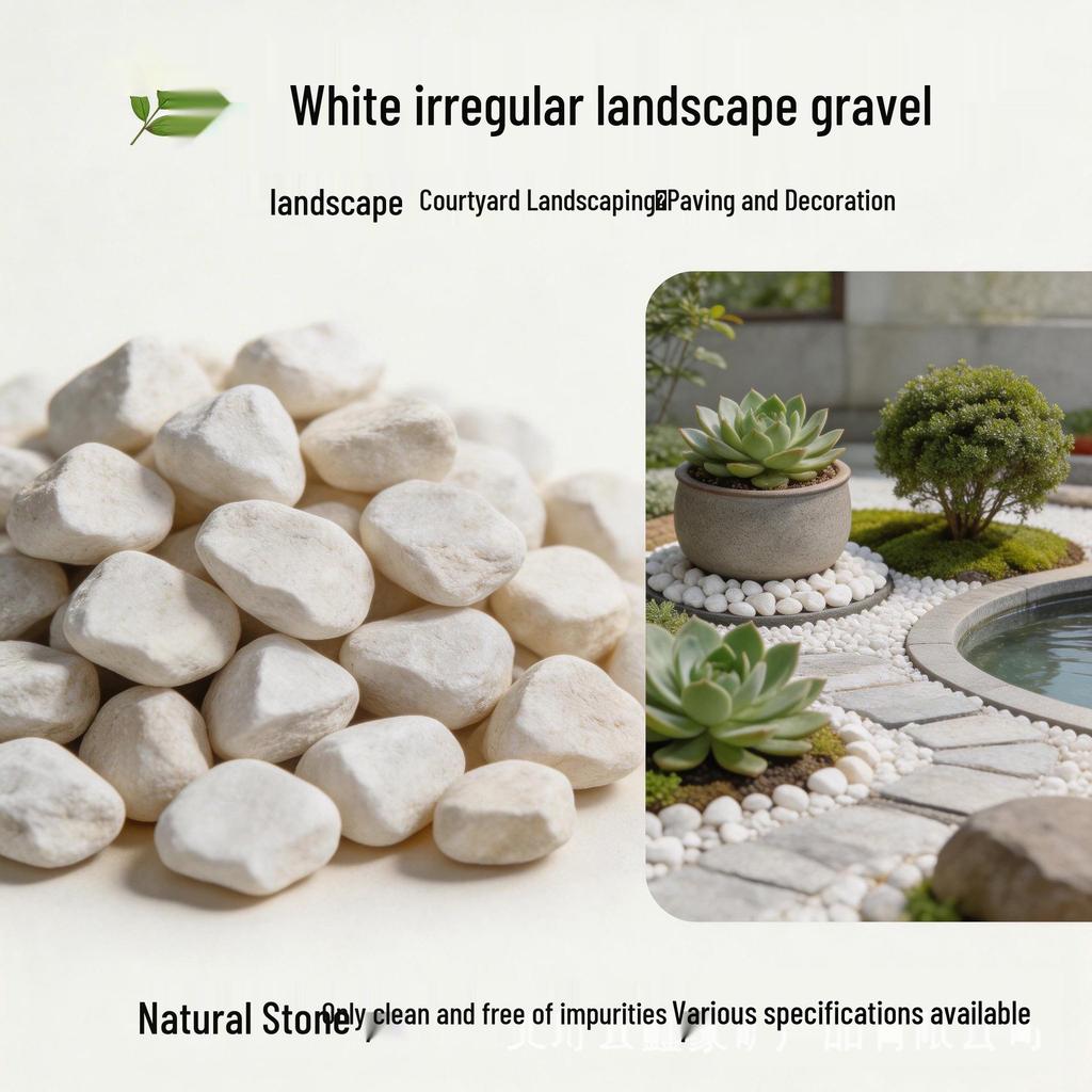 White Crushed Stone Pebbles for Garden Paving and Dry Landscape Decor